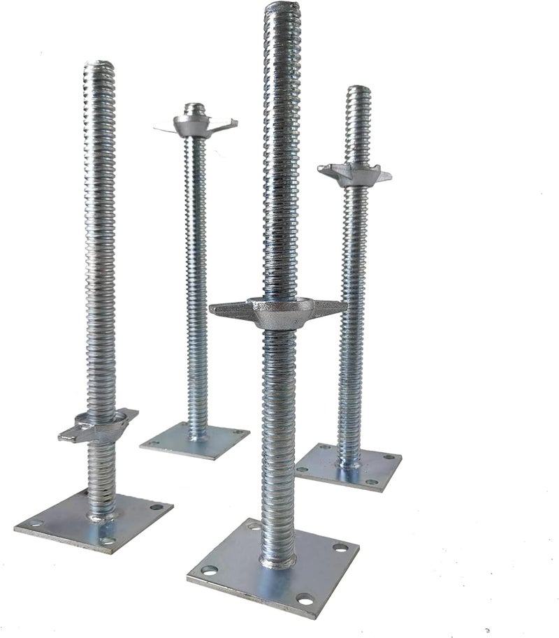 GaeaAuto 4 Pack Adjustable Leveling Jack Solid Screw Jacks with Base Plate for Baker-Style Scaffolding, Silver - Image 2